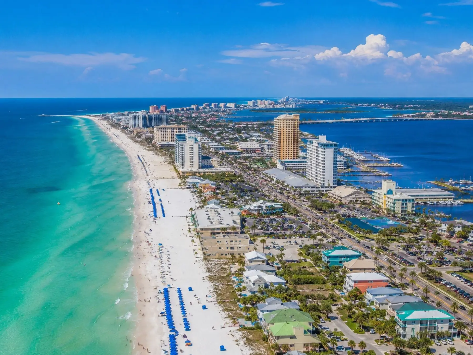 Beachfront condominium properties along the Destin, Florida coastline