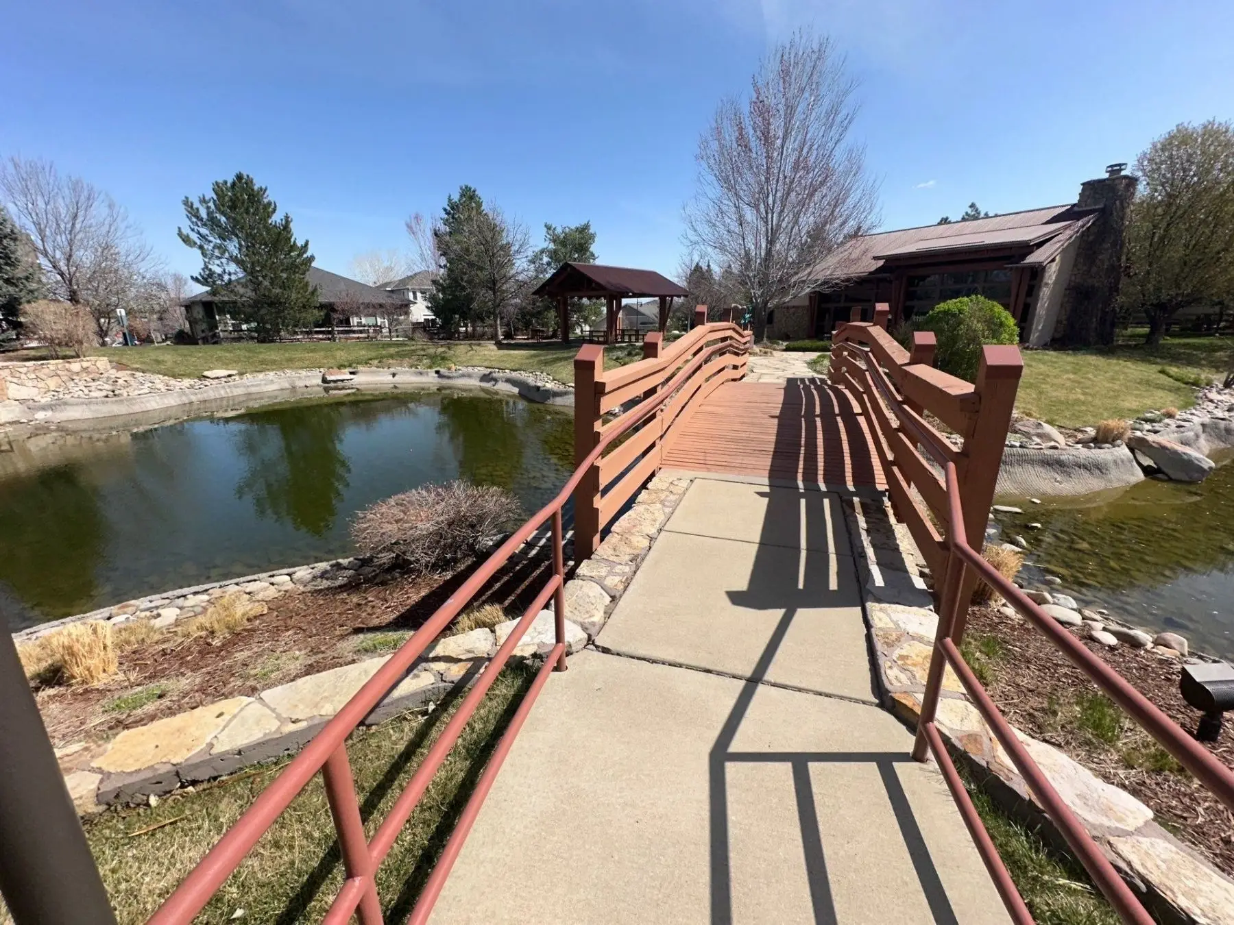 Lake Community, Denver, CO with docks and bridge