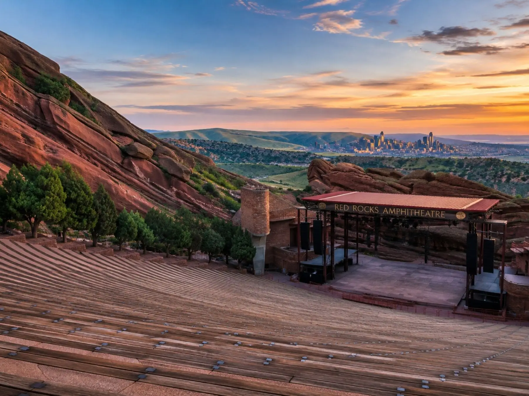Red Rocks , Denver, CO at sunset